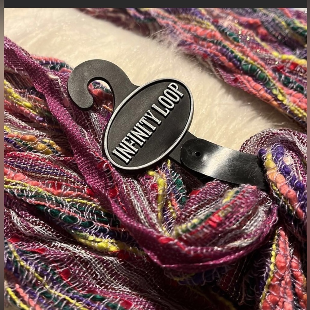 Infinity Loop Multi-colored Boho Infinity  Scarf Metallic Threading Purples - Picture 4 of 8